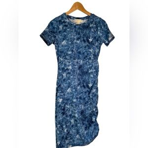 Michael Kors Denim Look MIDI Dress Ruched - Size Small